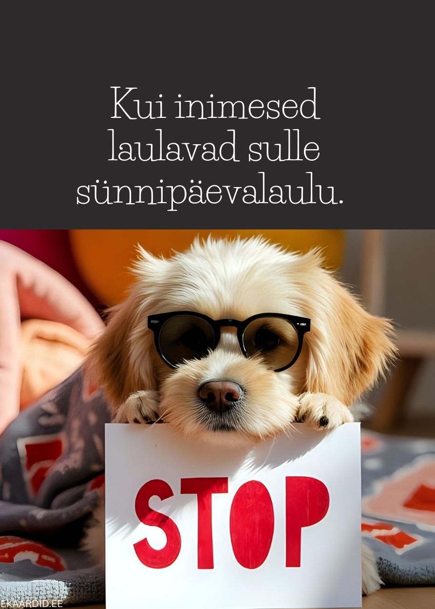 Humoorikas sünnipäevakaart koeraga
