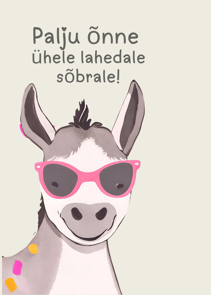 Naljakas eesli sünnipäevakaart