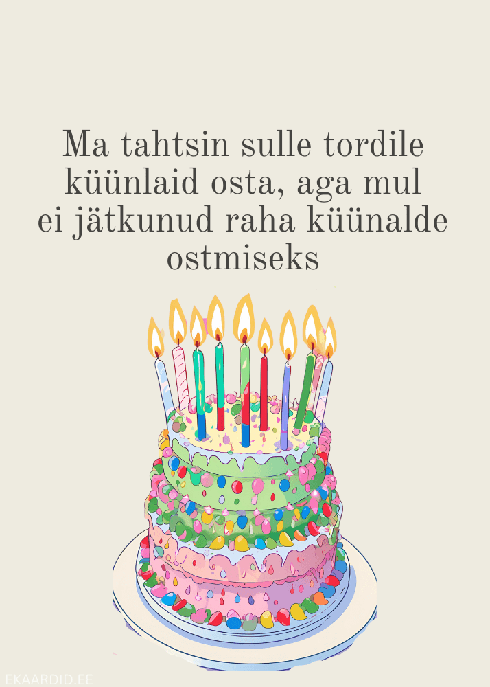 Naljakas sünnipäevakaart - rahapuudus