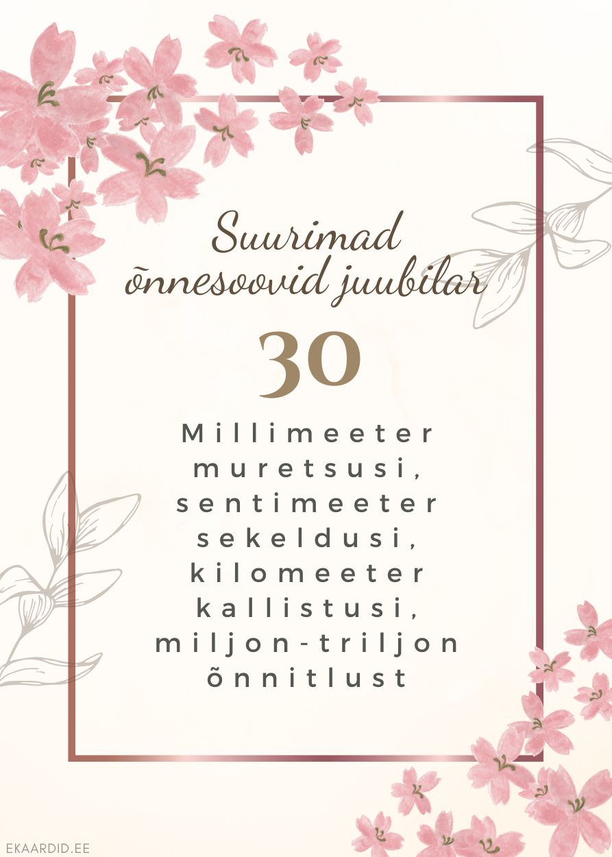 30. juubeli õnnesoovide kaart