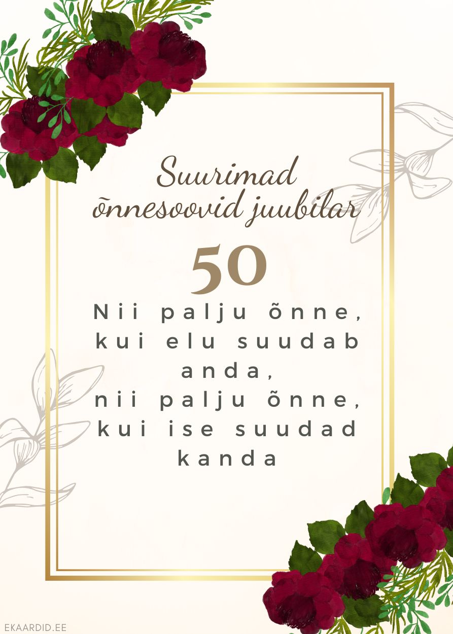 50. juubeliks elegantne kaart