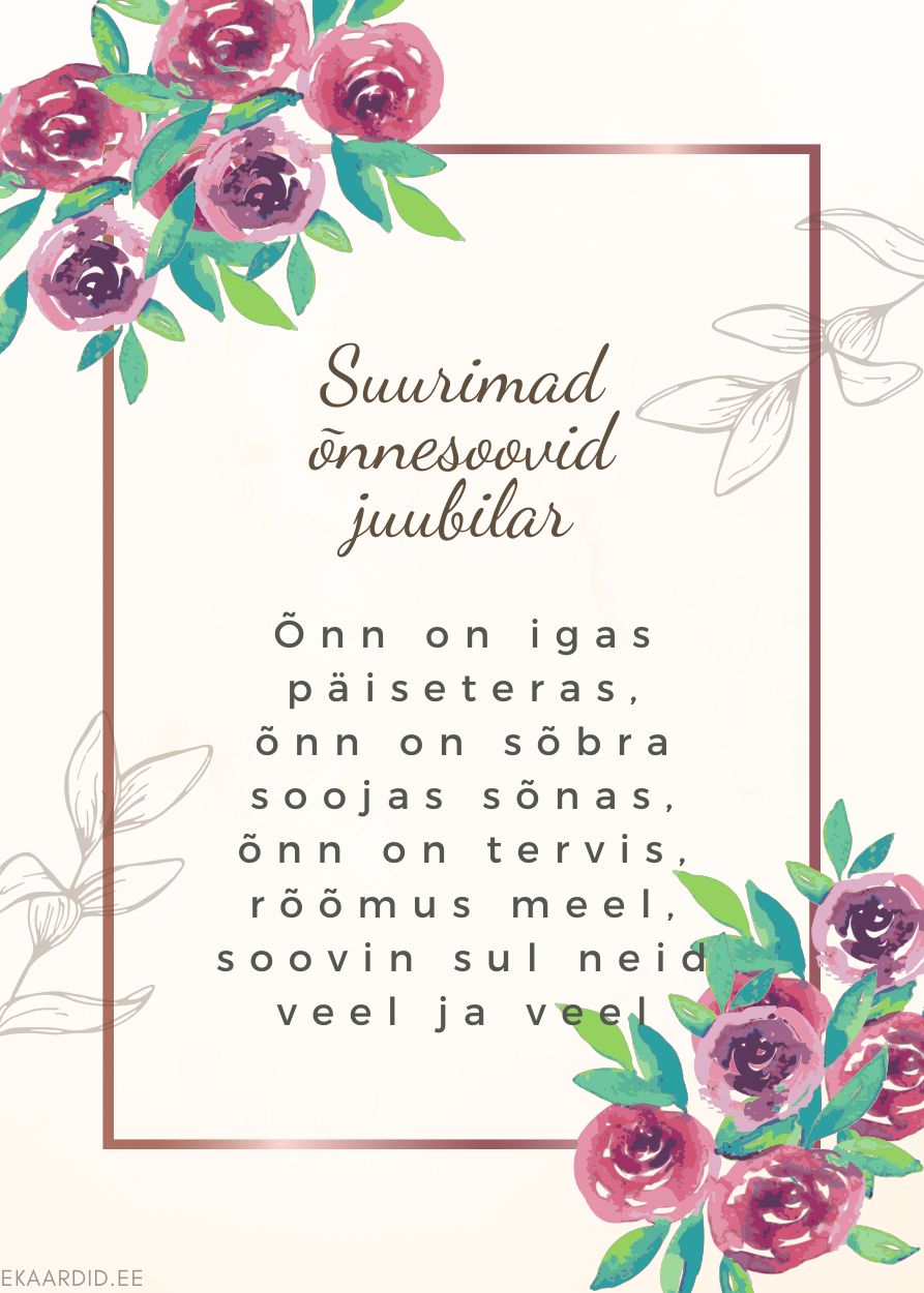 Juubelikaart roosade roosidega