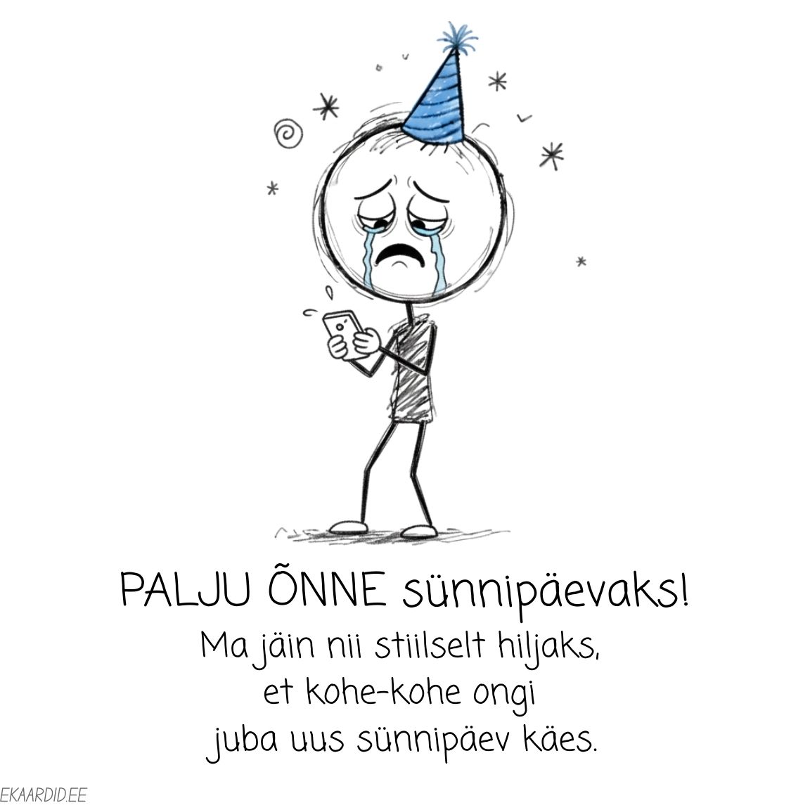 Vabandav sünnipäevakaart hilinenud õnnesoovidega