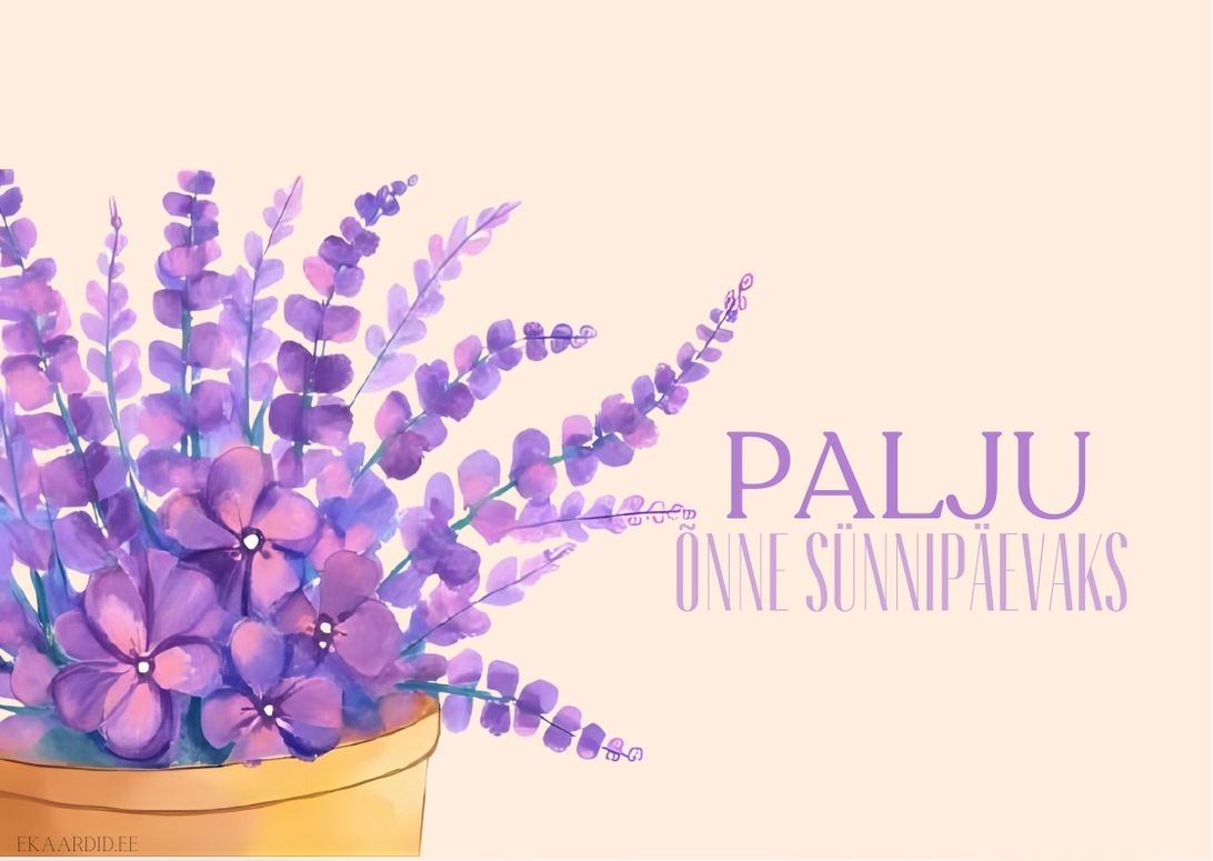 Lavendellilledest sünnipäevakaart