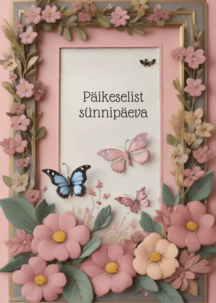 Lillede ja liblikatega sünnipäevakaart