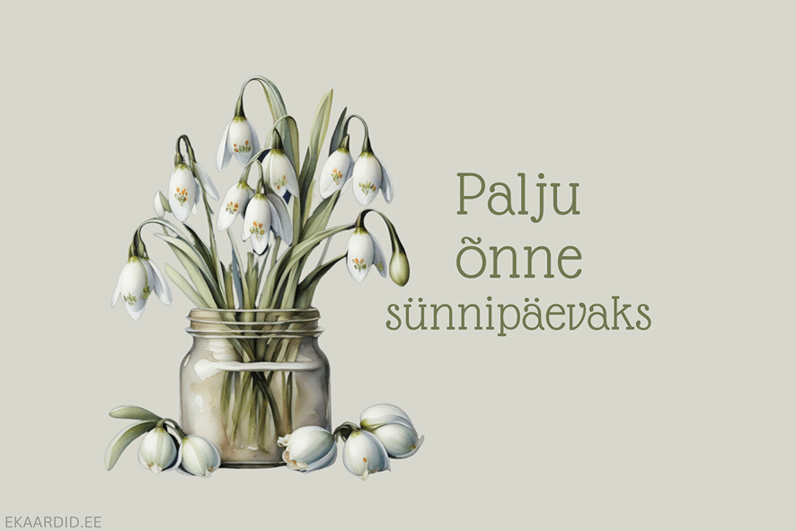 Lumikellukestega sünnipäevakaart
