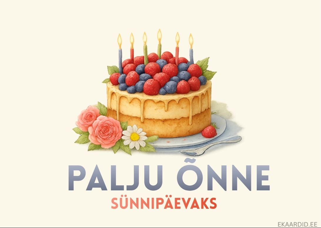 Marjade ja õitega kaunistatud sünnipäevatort