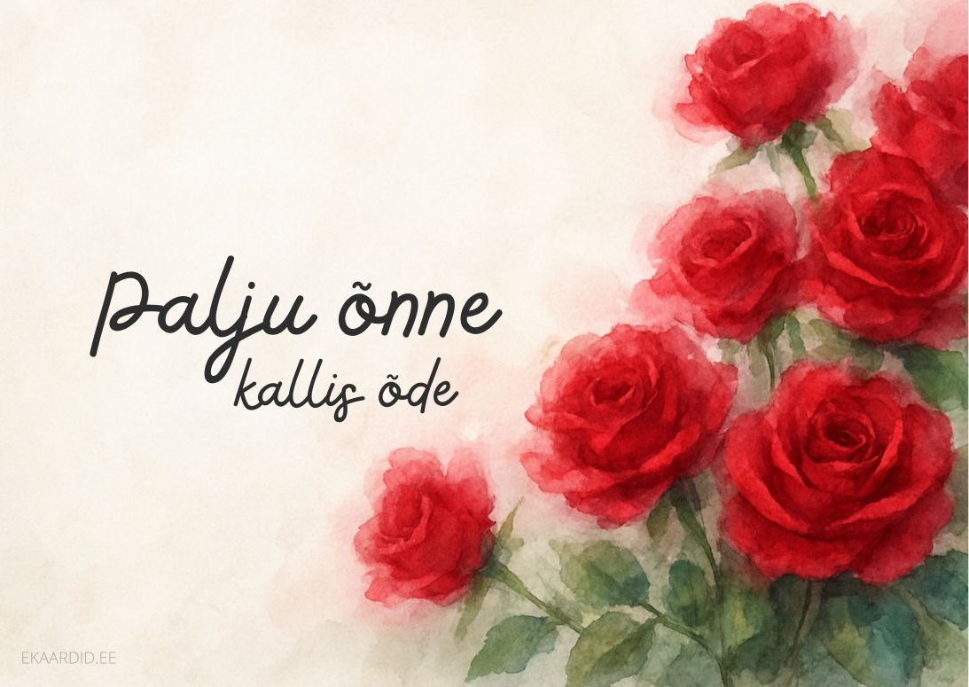 Sünnipäevakaart õele punaste roosidega