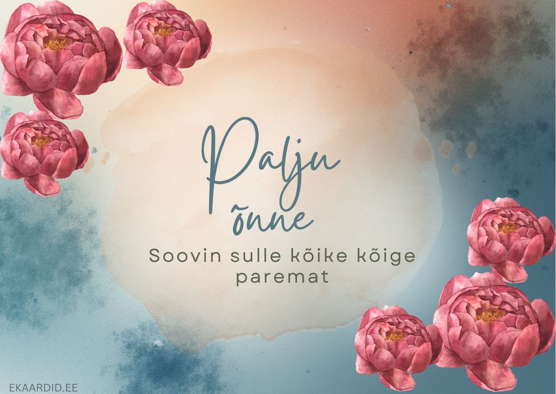 Sünnipäevakaart õrnade roosade pojengidega