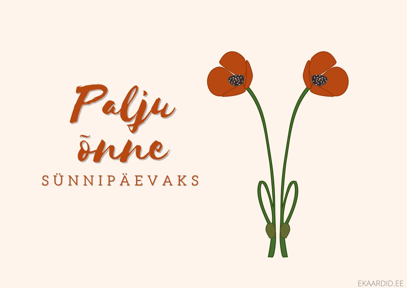 Sünnipäevakaart punaste pojengidega