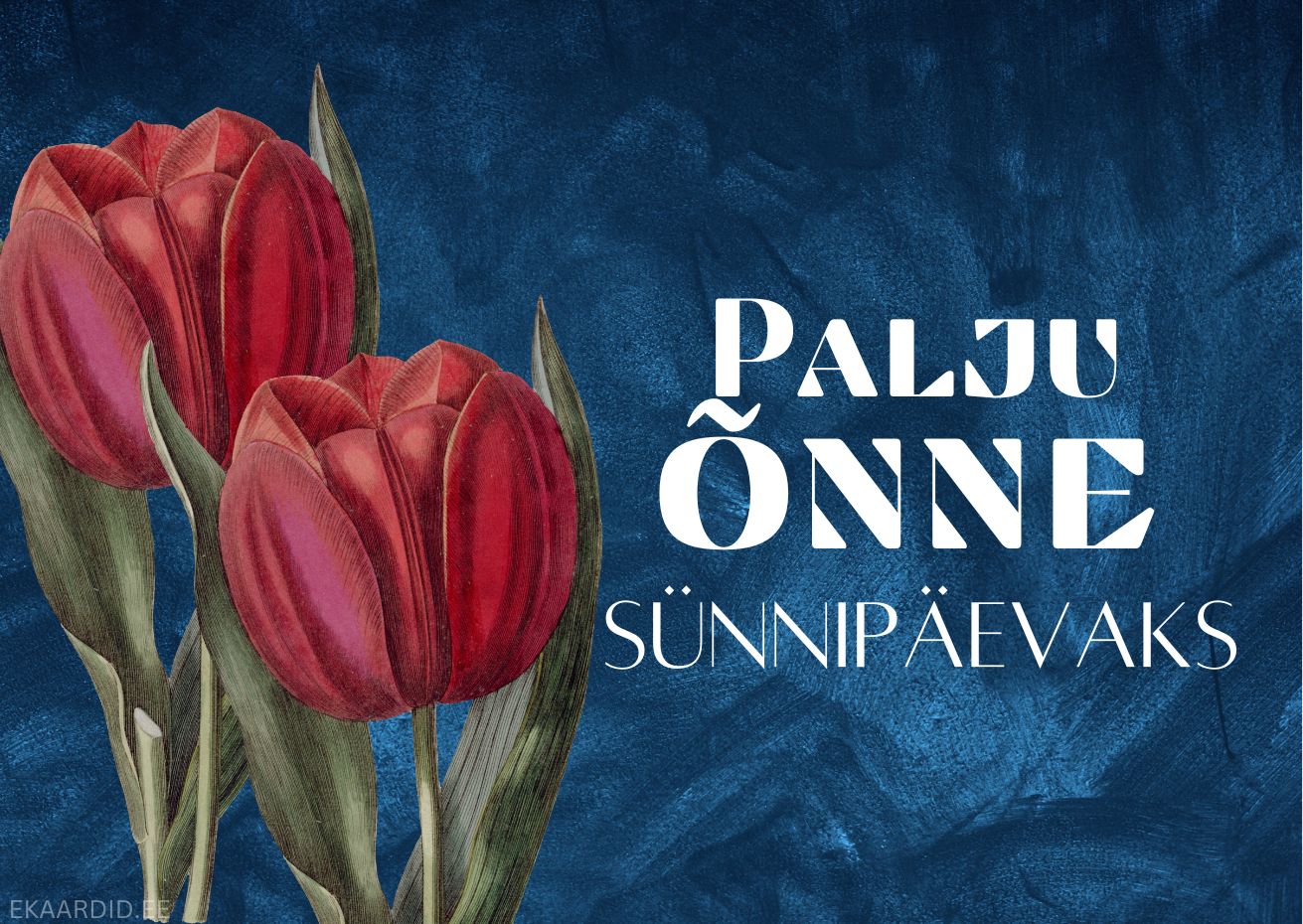 Sünnipäevakaart punaste tulpidega