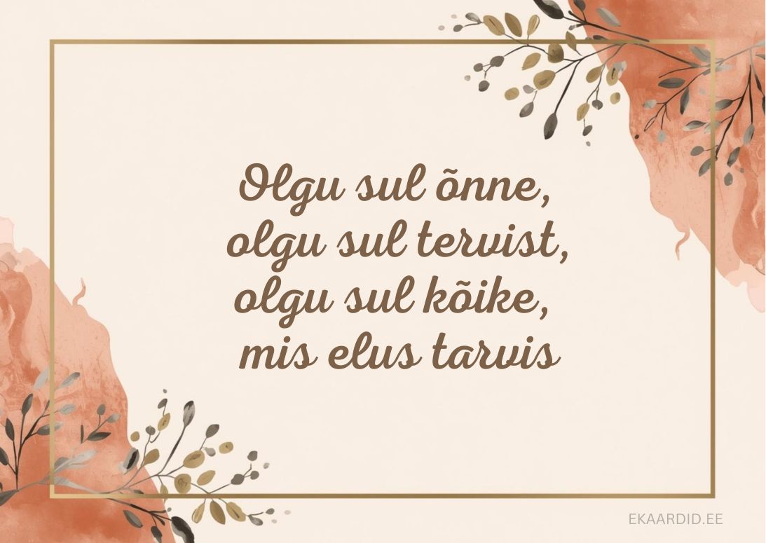 Südamliku luuletusega sünnipäevakaart