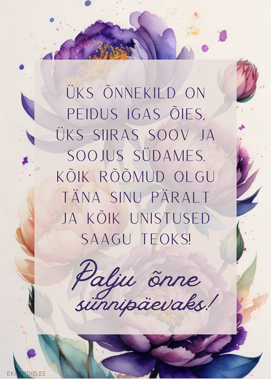 Sünnipäevakaart õnne ja soojusega