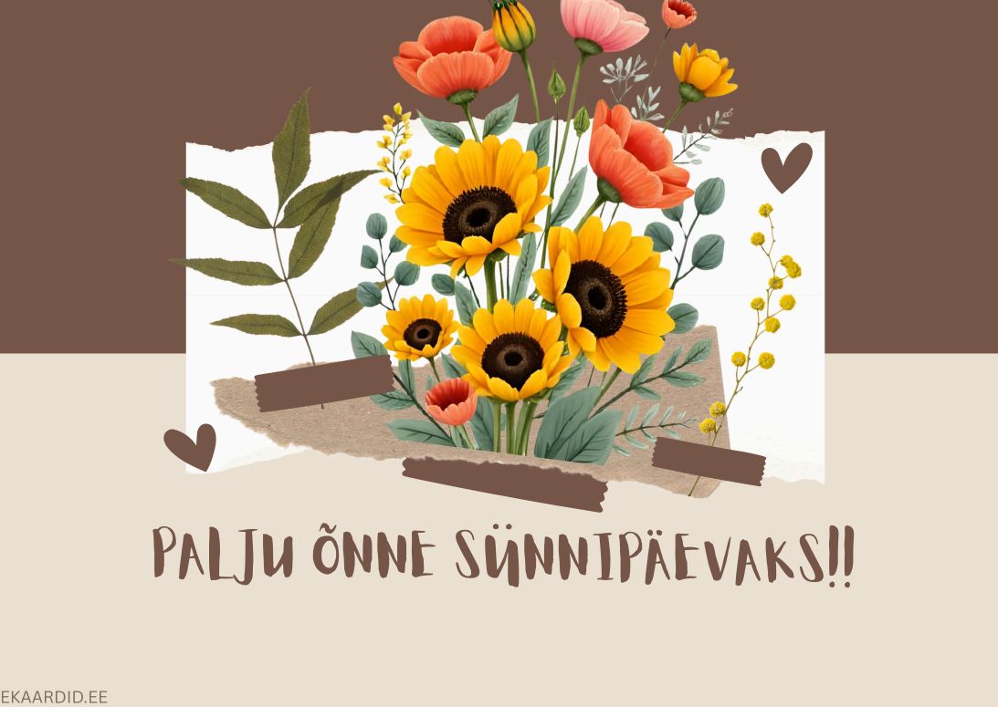 Õnnitluskaart päevalilledega