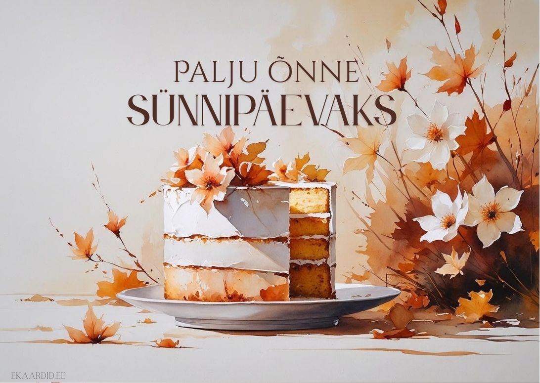 Sünnipäevakaart maitsva tordiga