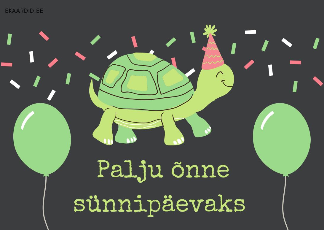 Lõbus kilpkonn sünnipäevakaardil