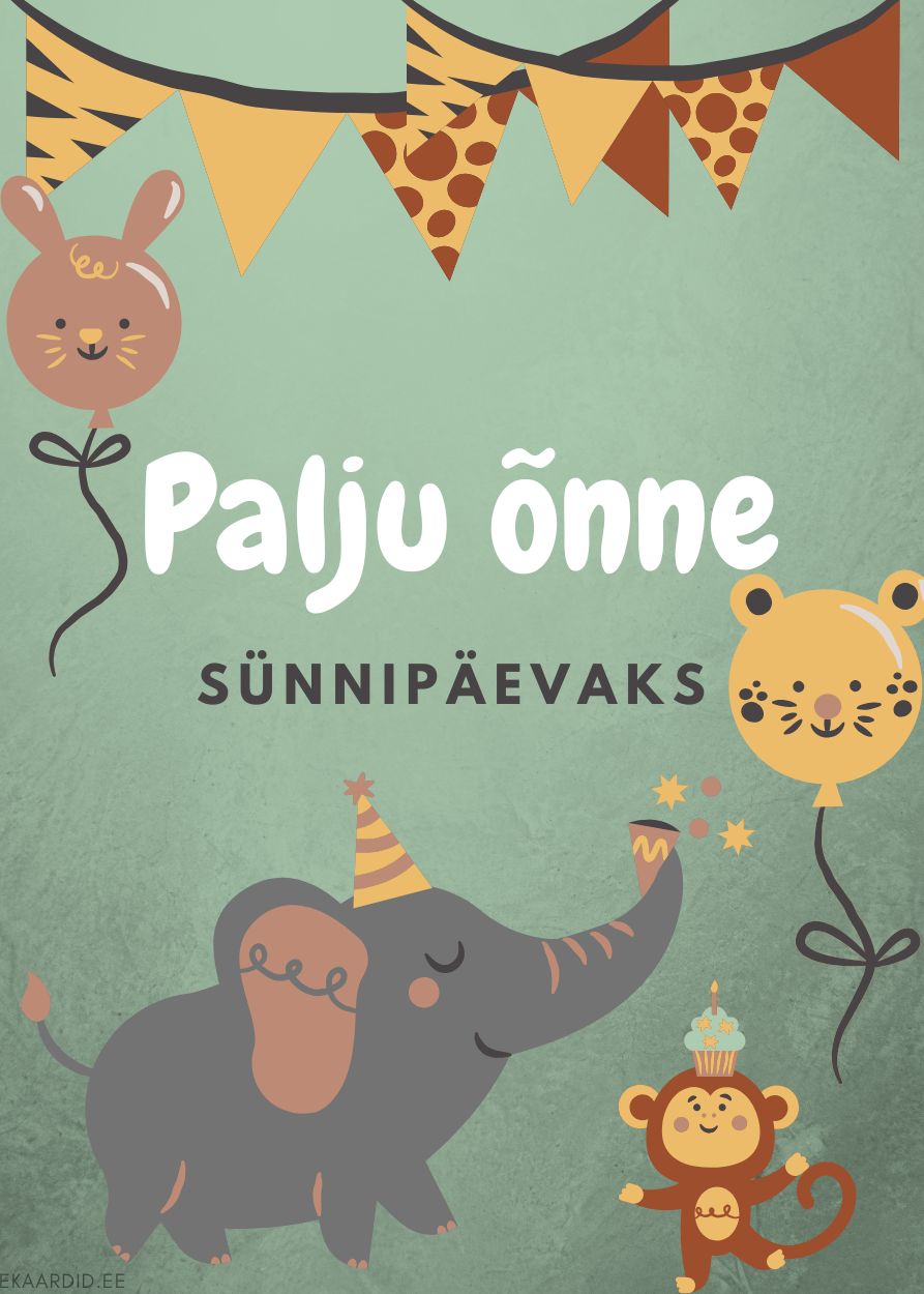 Lõbus loomadega sünnipäevakaart