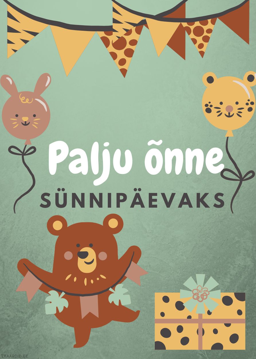 Lõbus loomadega sünnipäevakaart