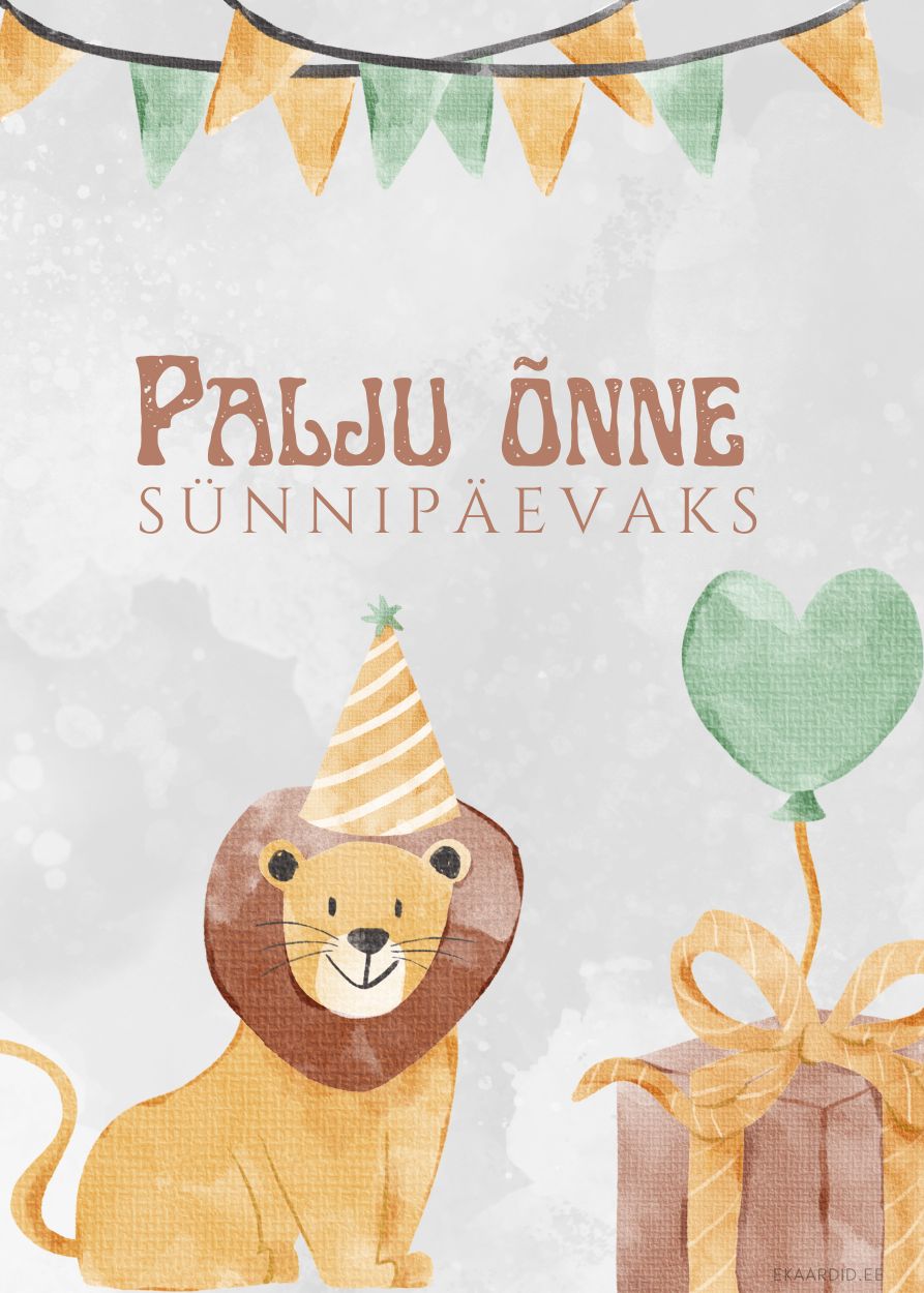 Lõviga sünnipäevakaart