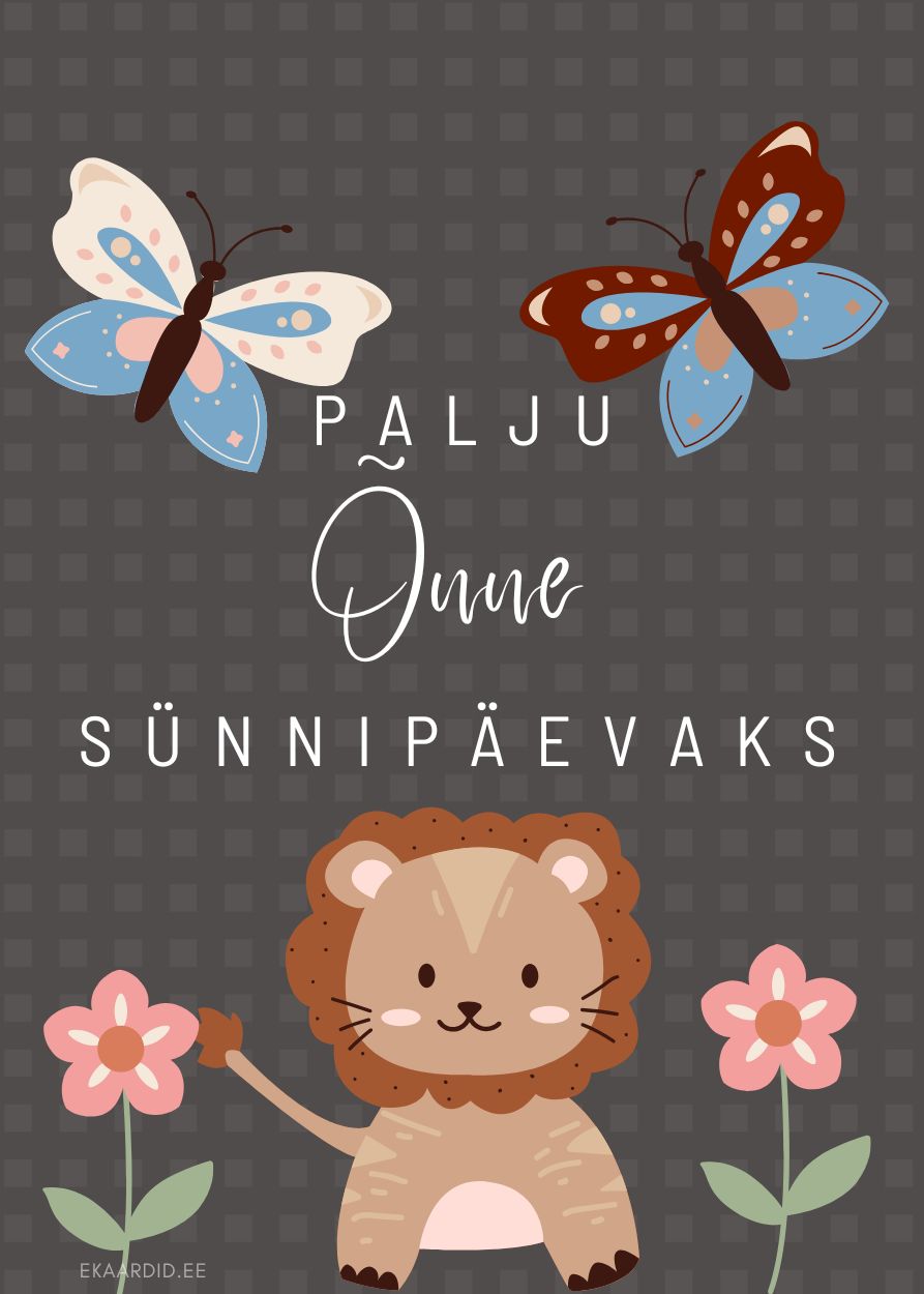 Lõvipoja sünnipäevakaart liblikatega