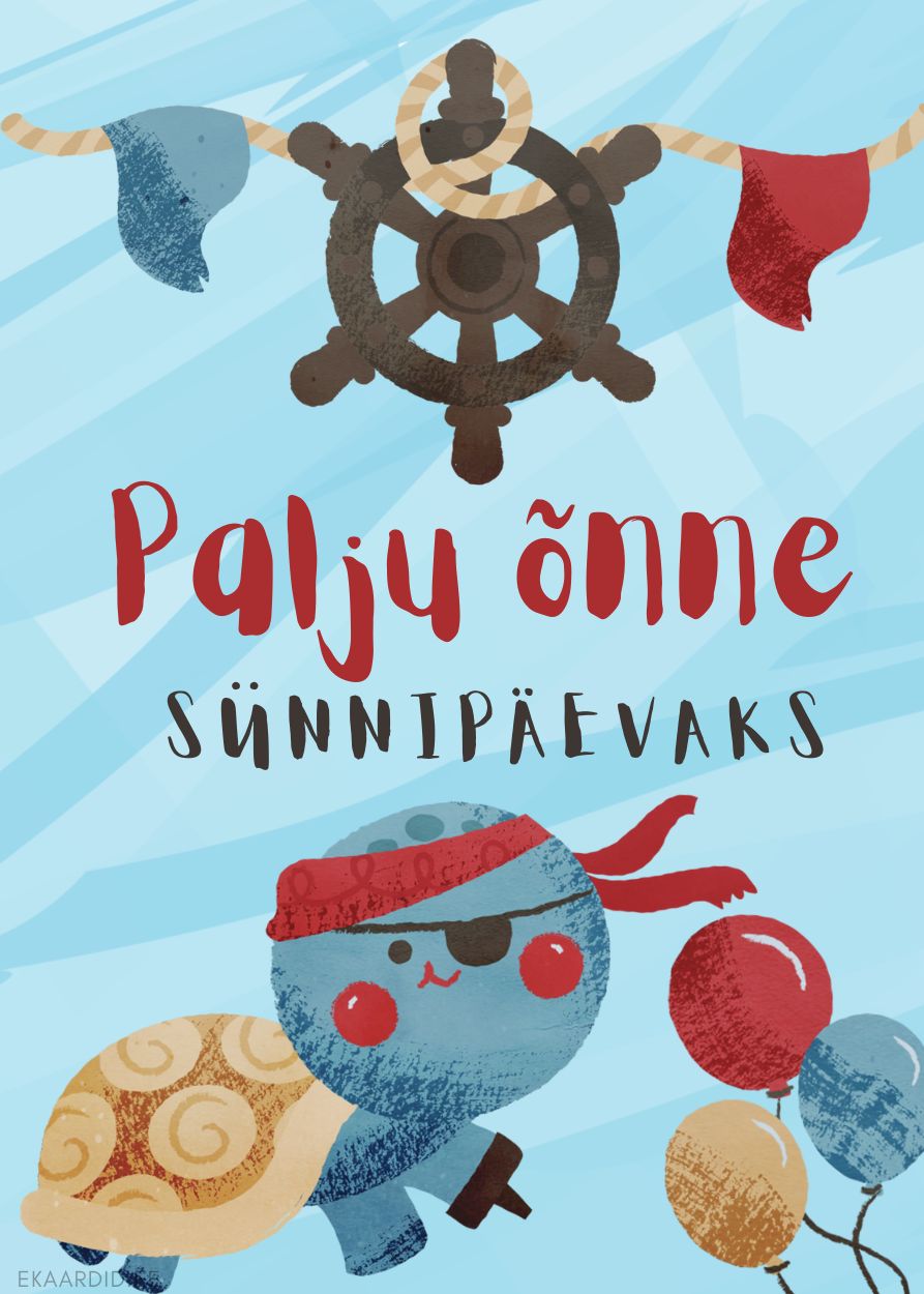 Sünnipäevakaart meremehe kilpkonnaga