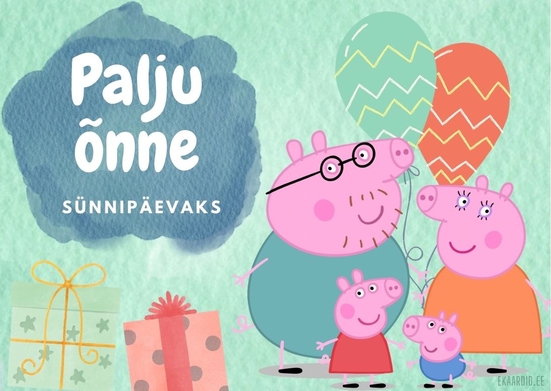 Sünnipäevakaart Peppa Sea perekonnaga