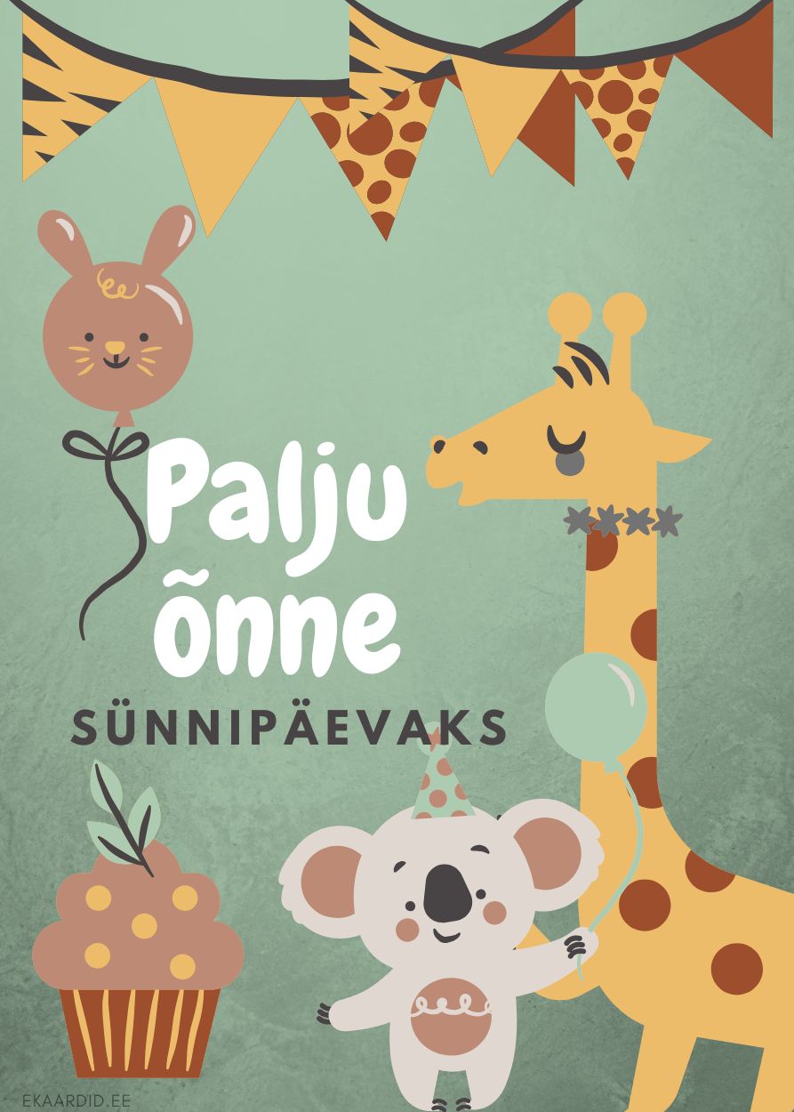 Lõbus loomadega sünnipäevakaart