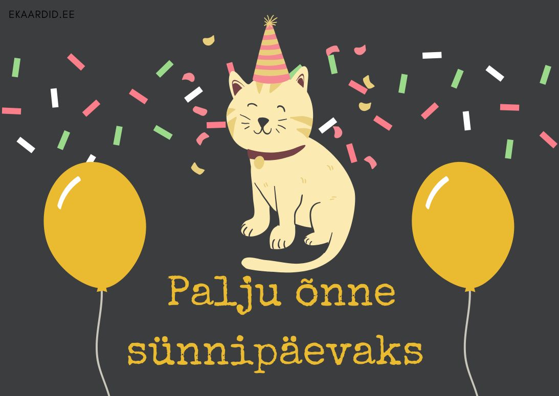Sünnipäevakaart armsa kassiga