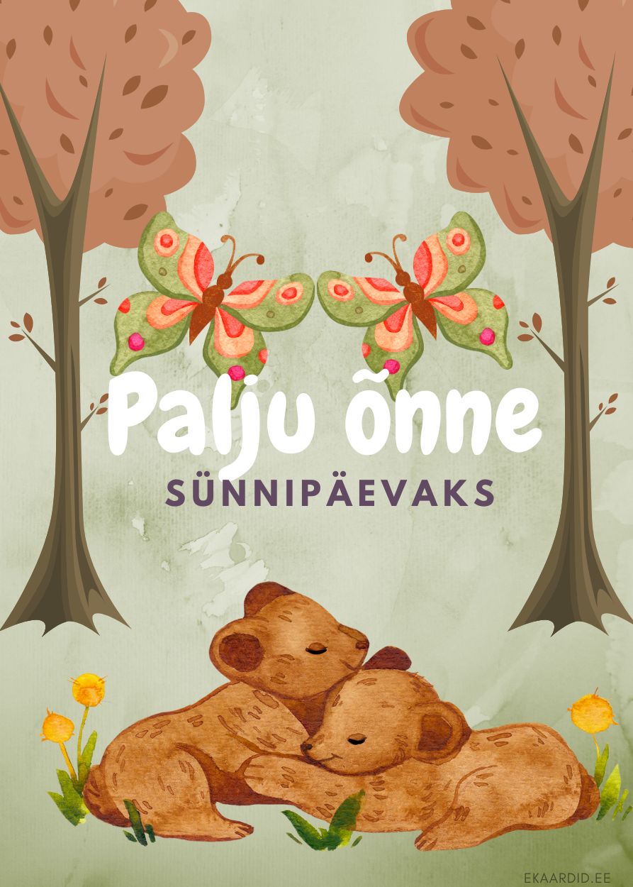 Sünnipäevakaart kaisukarupoegadega