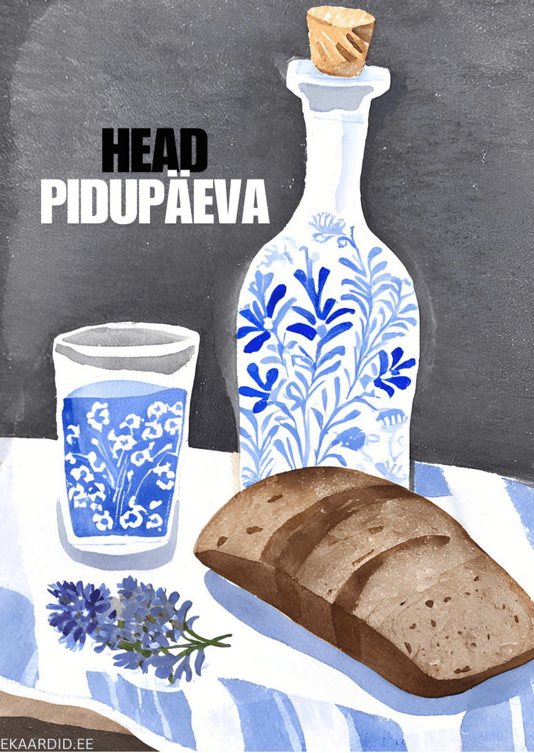 Sinine lilleline pidupäeva kaart