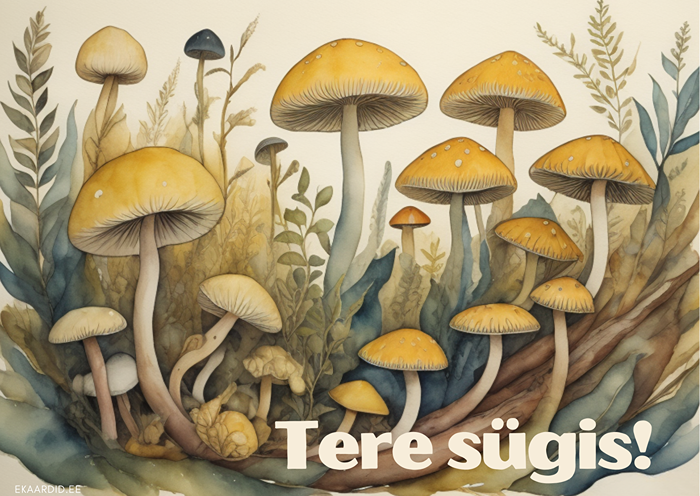 Sügisene seenekujundusega tervituskaart