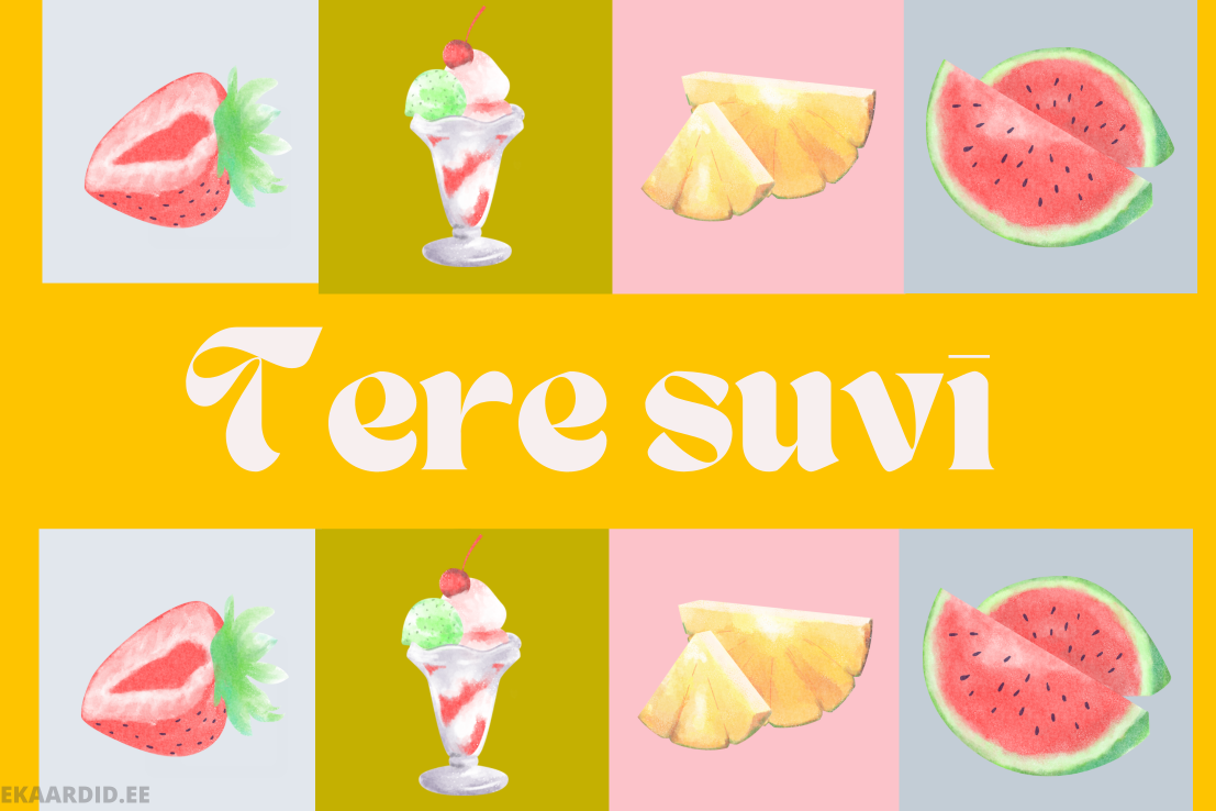 Suvine tervituskaart puuviljadega