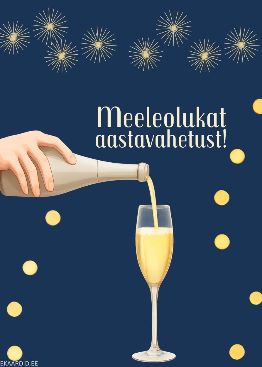 Elegantne aastavahetuse kaart šampanjaga
