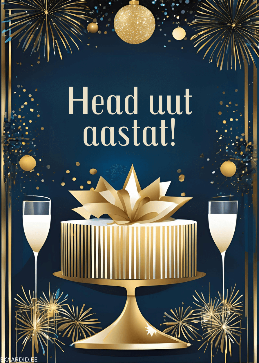 Elegantne aastavahetuse kaart kuldsete detailidega
