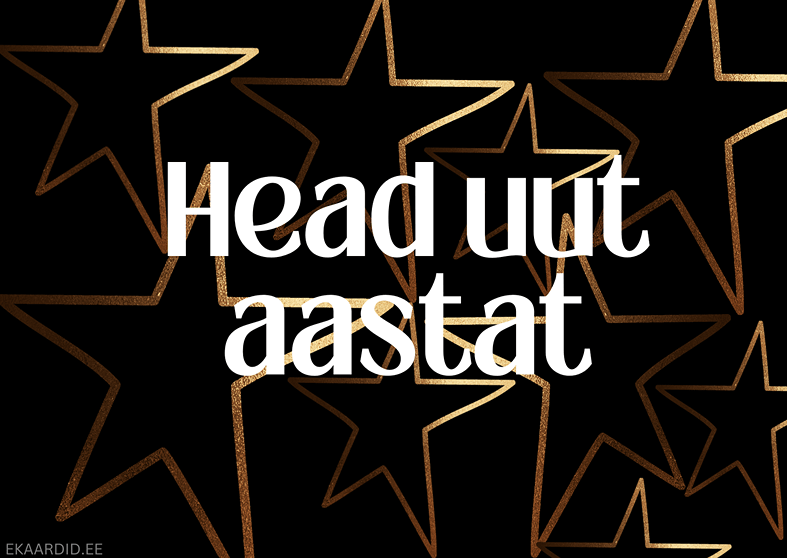 Elegantne uusaasta kaart kuldsete tähtedega