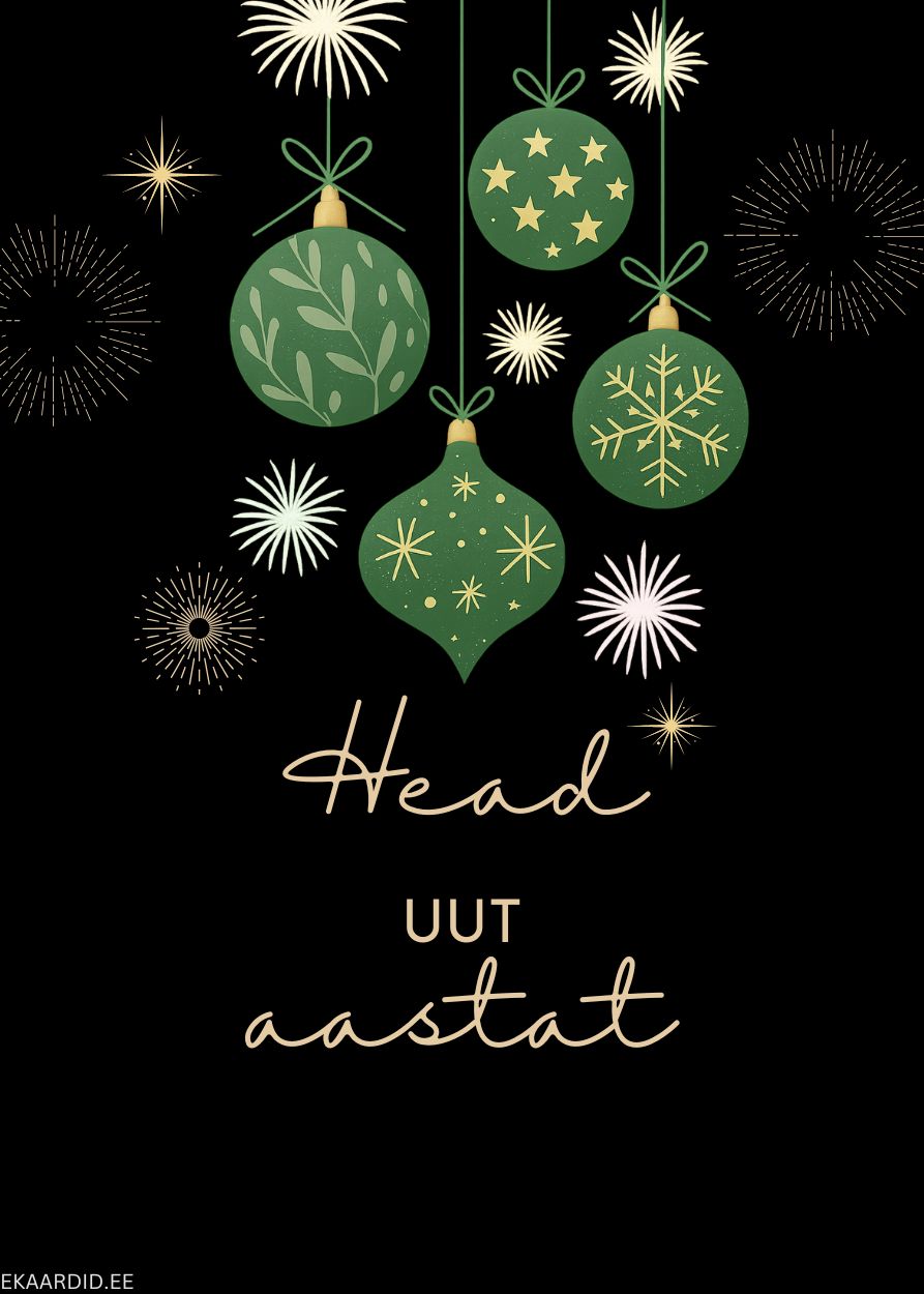 Uusaastakaart roheliste jõuluehetega