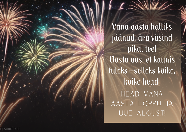 Ilutulestikuga aastavahetuse kaart