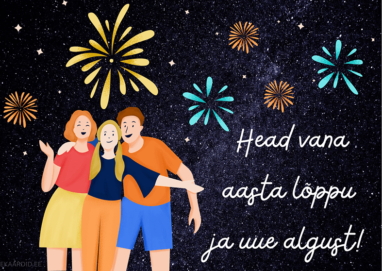 Ilutulestikuga aastavahetuse kaart