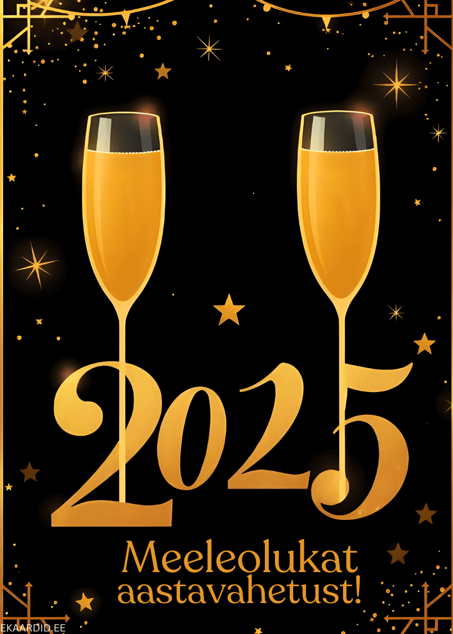 Kuldsed šampanjaklaasid 2025 aastavahetuseks
