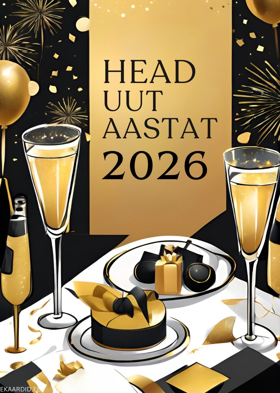 Stiilne kuldne uusaastakaart 2026