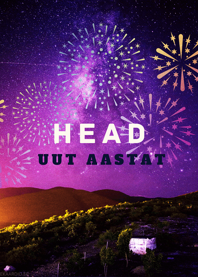 Uue aasta tervituskaart ilutulestikuga