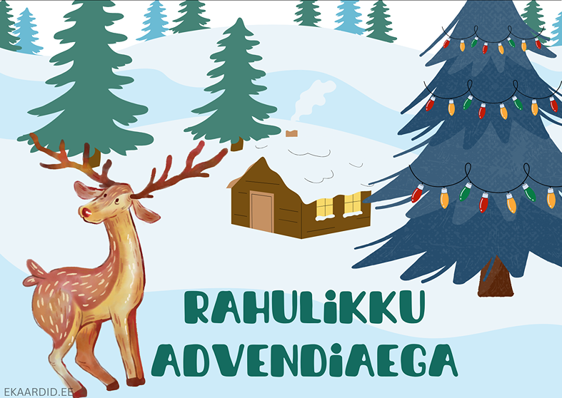 Jõulune advendikaart põhjapõdraga