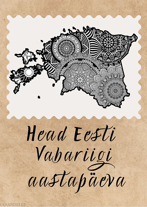 Eesti Vabariigi aastapäeva kaart mandala mustriga
