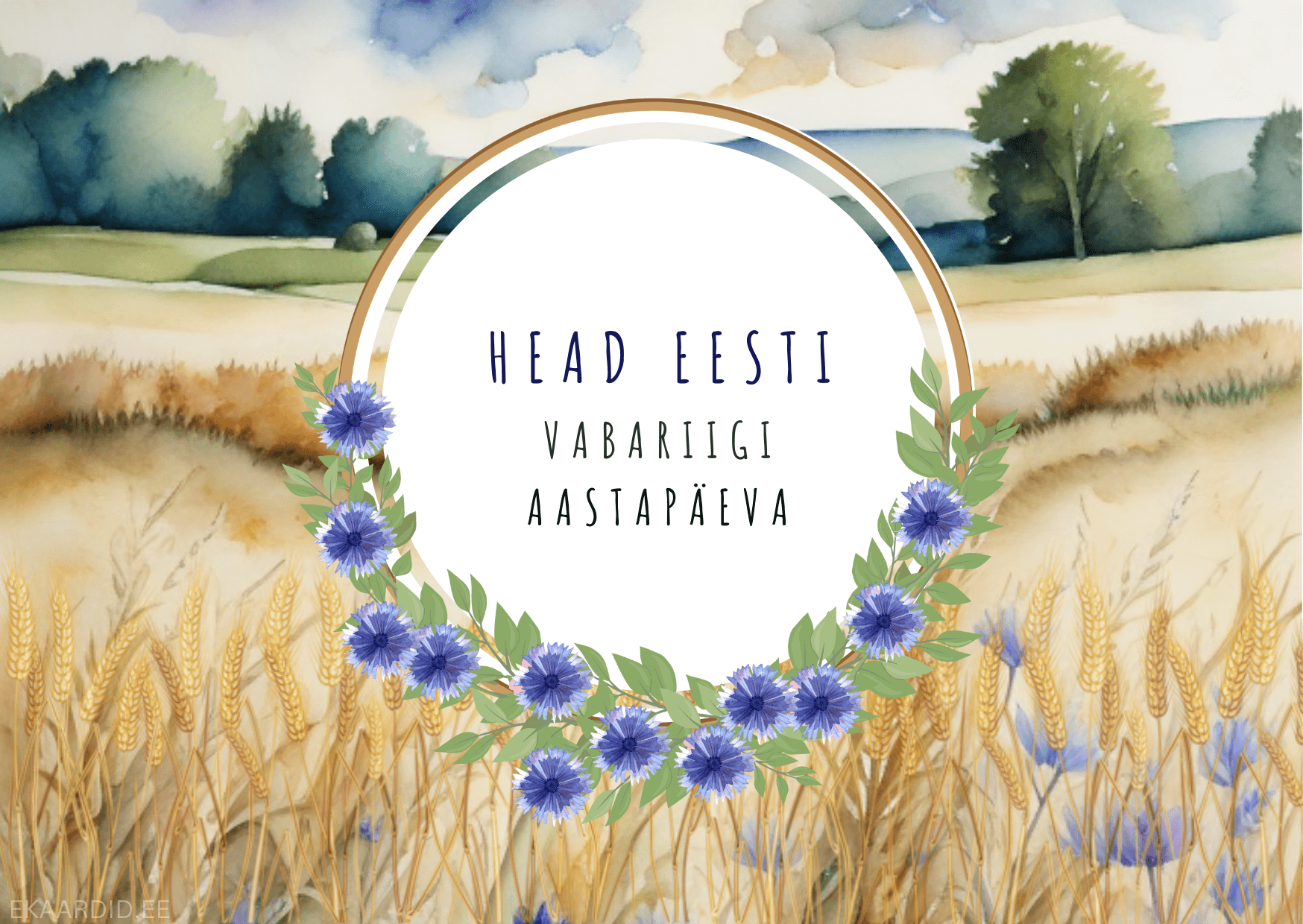 Eesti Vabariigi aastapäeva kaart nisuväljaga