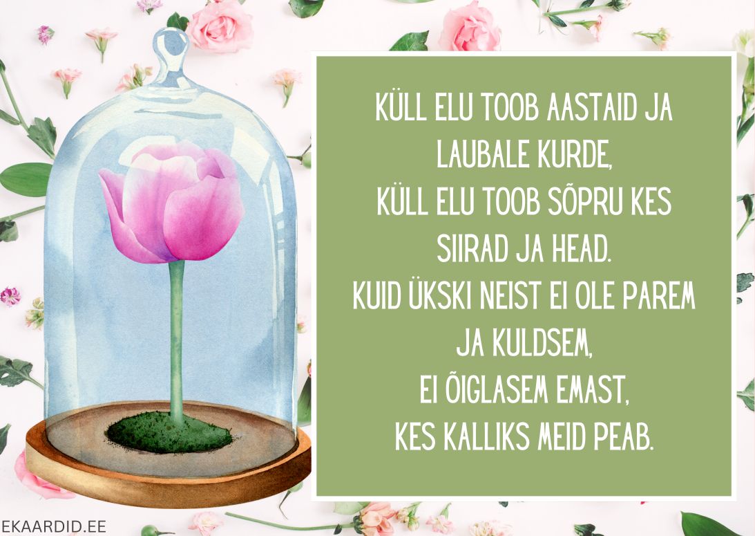 Akvarell-tulip lillega tervituskaart