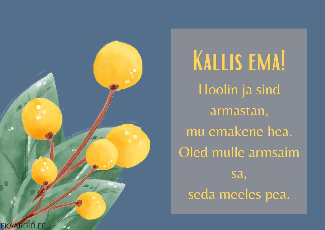 Emadepäeva kaart kollaste marjadega