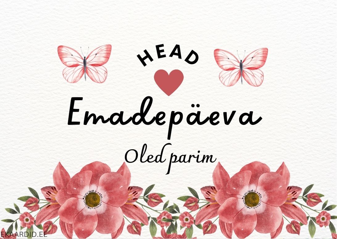 Emadepäeva kaart punaste lilledega