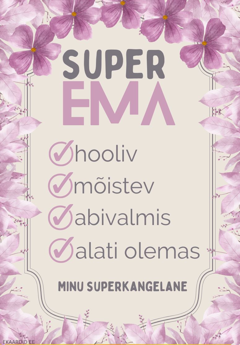Emadepäevakaart lillemustriga