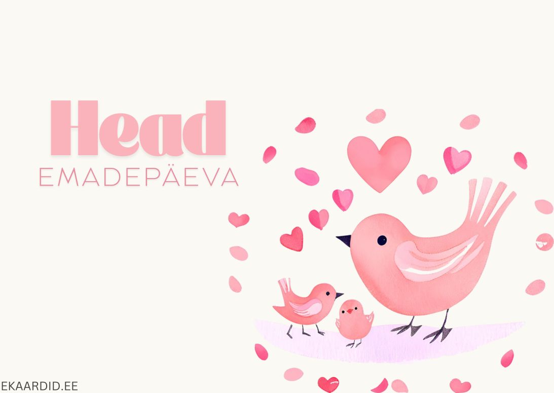 Õrn Emadepäeva kaart lindudega