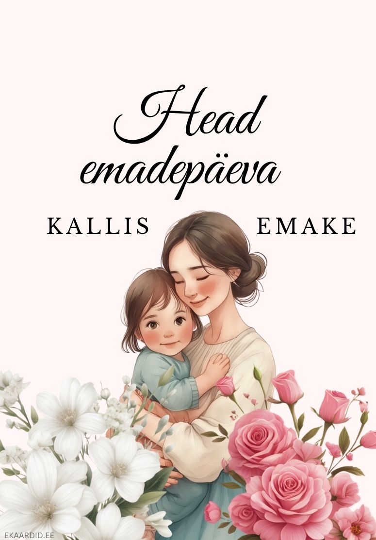 Õrn emadepäevakaart ema ja lapsega